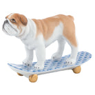 Herend Skateboarding Bulldog Figurine porcelain figurine painted in the Blue fishnet pattern