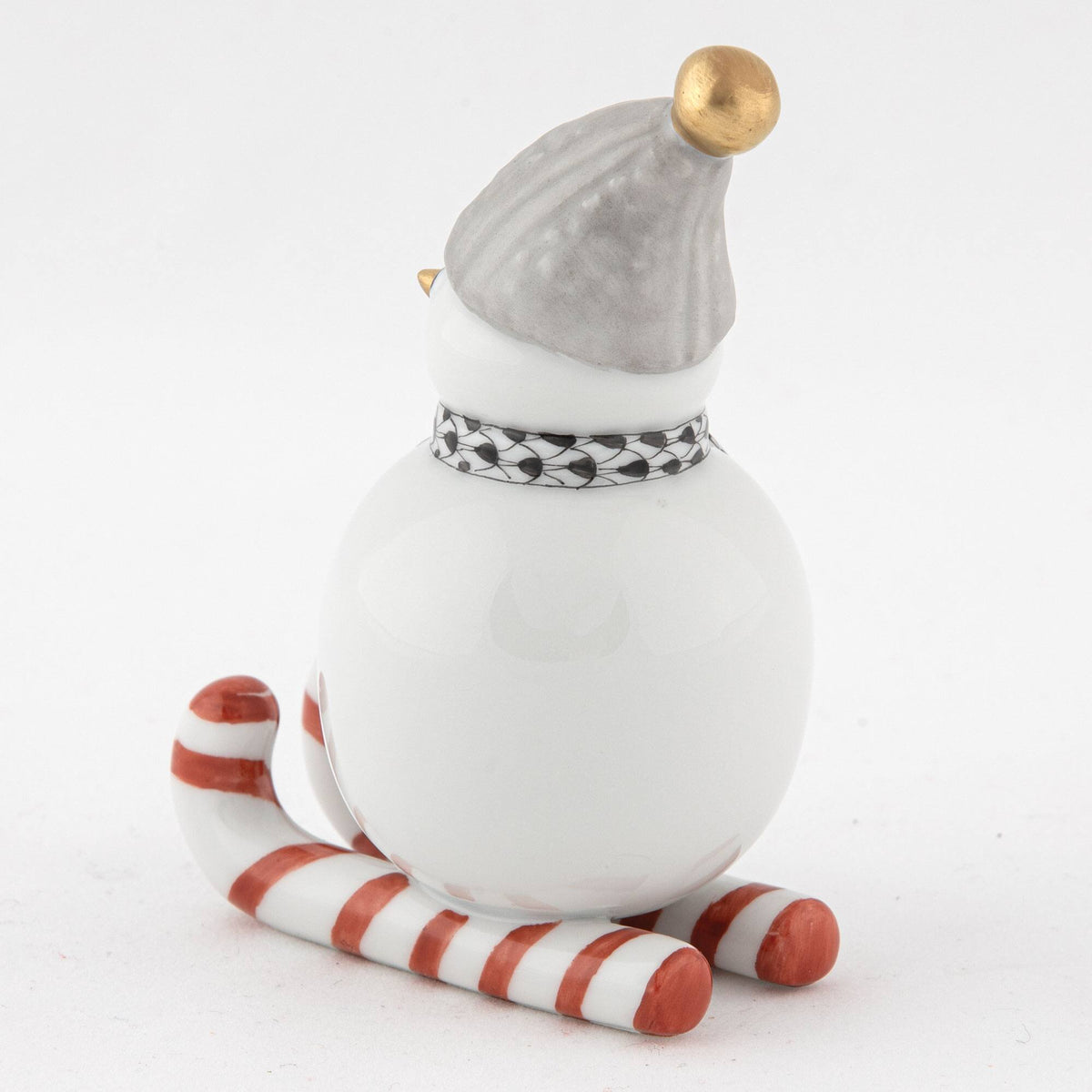 Herend Skiing Snowman Figurine – Black, alternate view