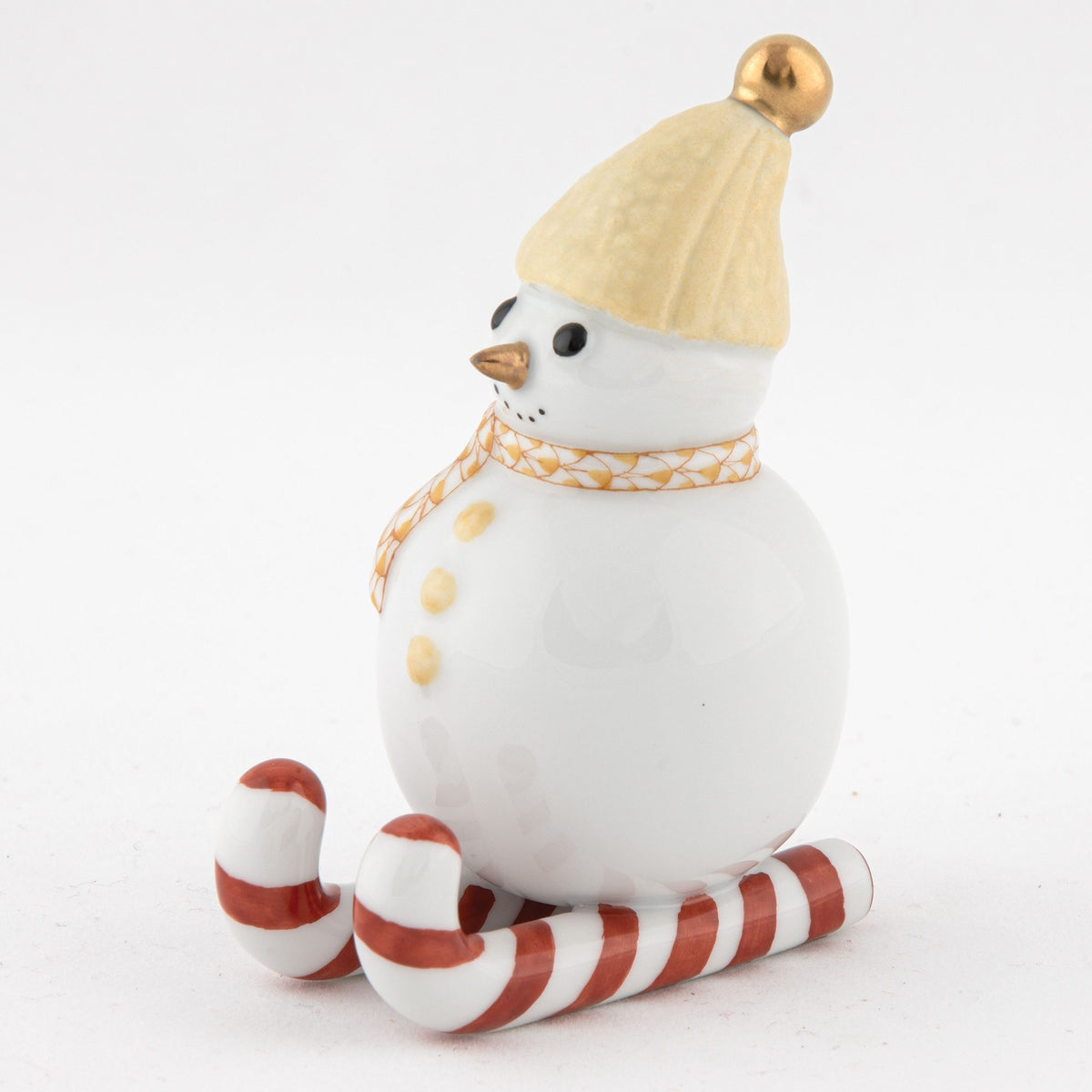 Herend Skiing Snowman Figurine – Butterscotch, alternate view