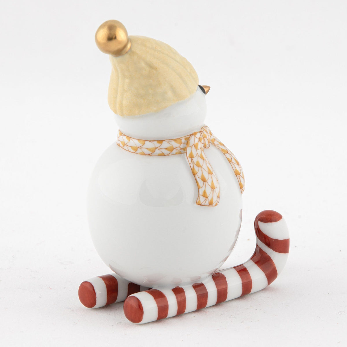 Herend Skiing Snowman Figurine – Butterscotch, alternate view