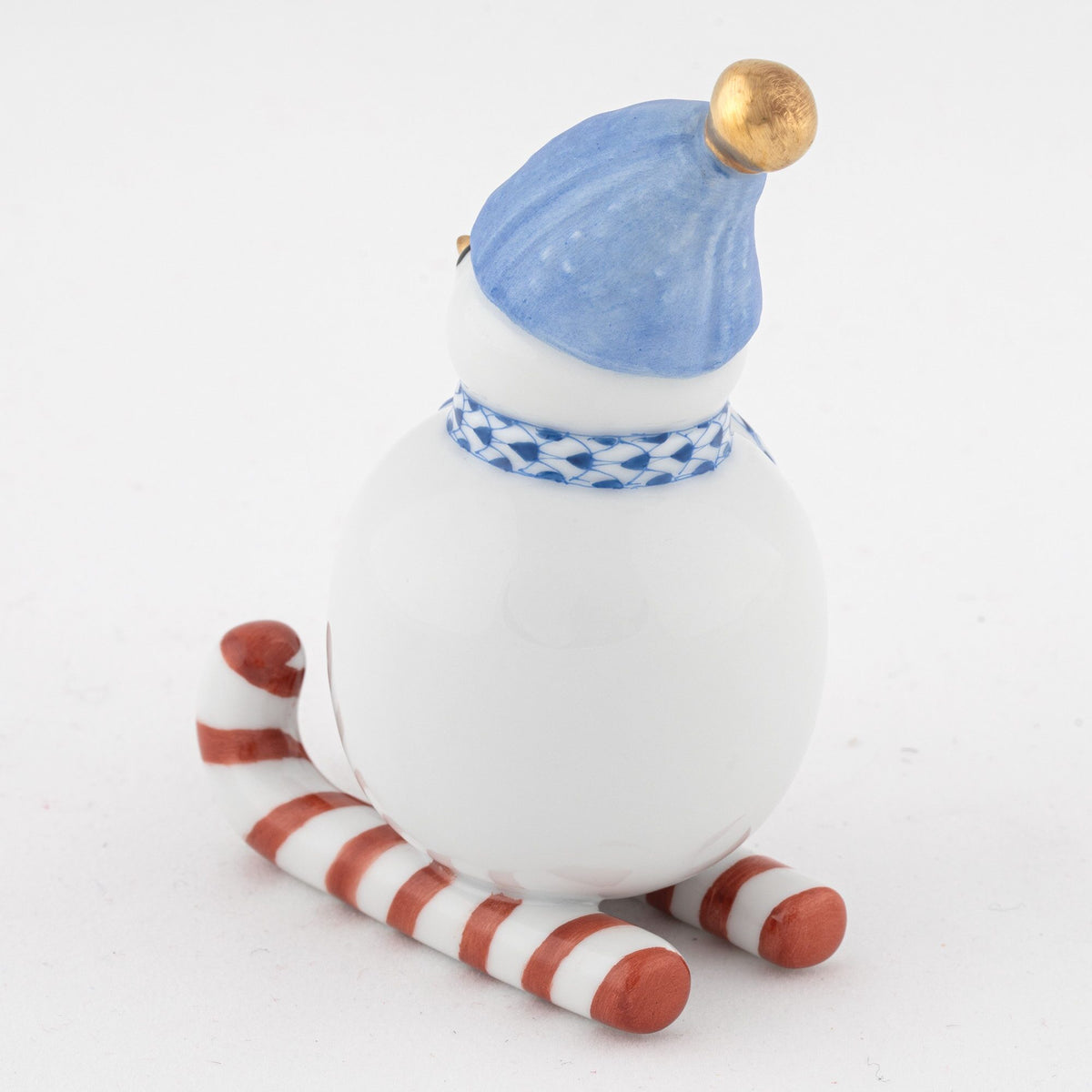 Herend Skiing Snowman Figurine – Sapphire, alternate view