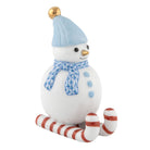 Herend Skiing Snowman Figurine porcelain figurine painted in the Blue fishnet pattern