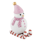 Raspberry fishnet Skiing Snowman Figurine figurine, hand-painted Herend porcelain with 24k gold accents