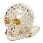 Herend Skull Figurine porcelain figurine painted in the Gold fishnet pattern