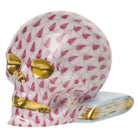 Herend Skull Figurine porcelain figurine painted in the Raspberry fishnet pattern