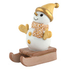 Butterscotch fishnet Sledding Snowman Figurine figurine, hand-painted Herend porcelain with 24k gold accents