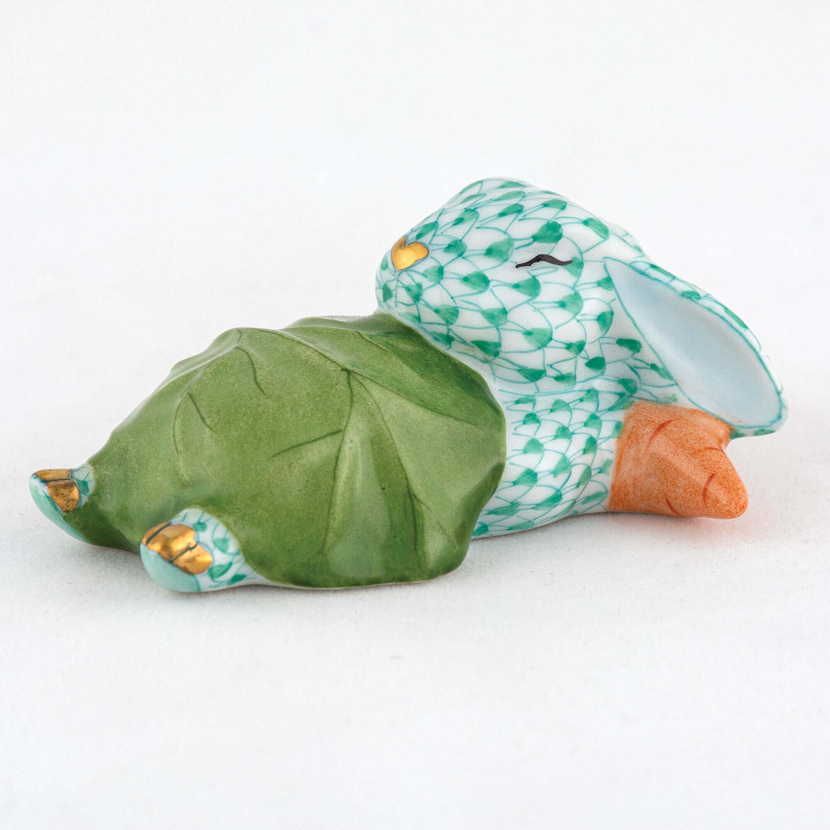 Herend Slumber Bunny Figurine – Green, alternate view