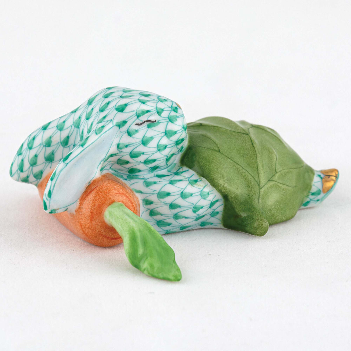 Herend Slumber Bunny Figurine – Green, alternate view