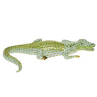 Herend Small Alligator Figurine porcelain figurine painted in the Key Lime fishnet pattern