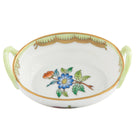 Hand-painted Herend Small Basket with Handles in fine porcelain, 2.75in L X 2.25in W, on a white background