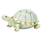 Small Box Turtle Figurine in hand-painted Key Lime porcelain by Herend of Hungary