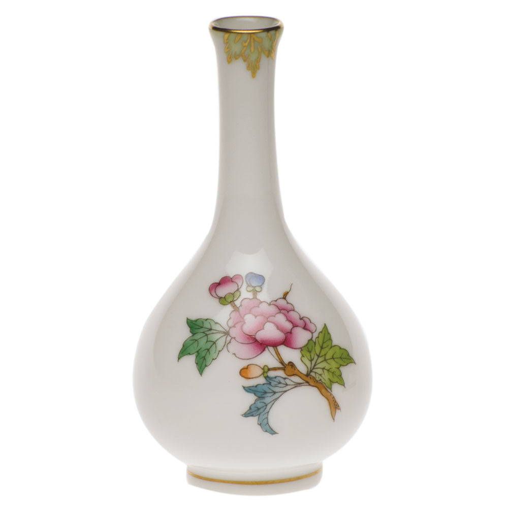 Hand-painted Herend Small Bud Vase in fine porcelain, 3.5in H, on a white background