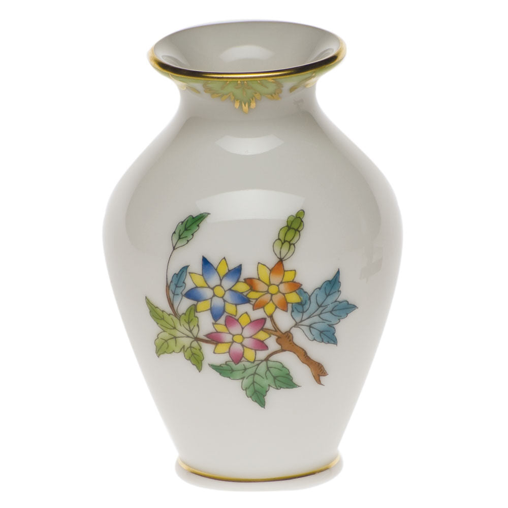 Hand-painted Herend Small Bud Vase with Lip in fine porcelain, 2.5in H, on a white background