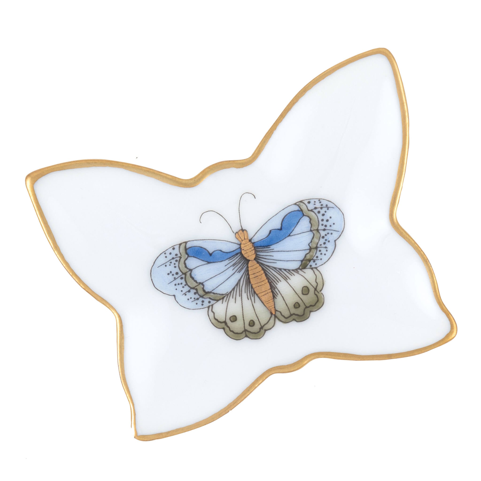 Motif 1 fishnet Small Butterfly Tray Decorative Plate figurine, hand-painted Herend porcelain with 24k gold accents