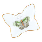 Hand-painted Herend Small Butterfly Tray Decorative Plate in Motif 6 fishnet porcelain on a white background