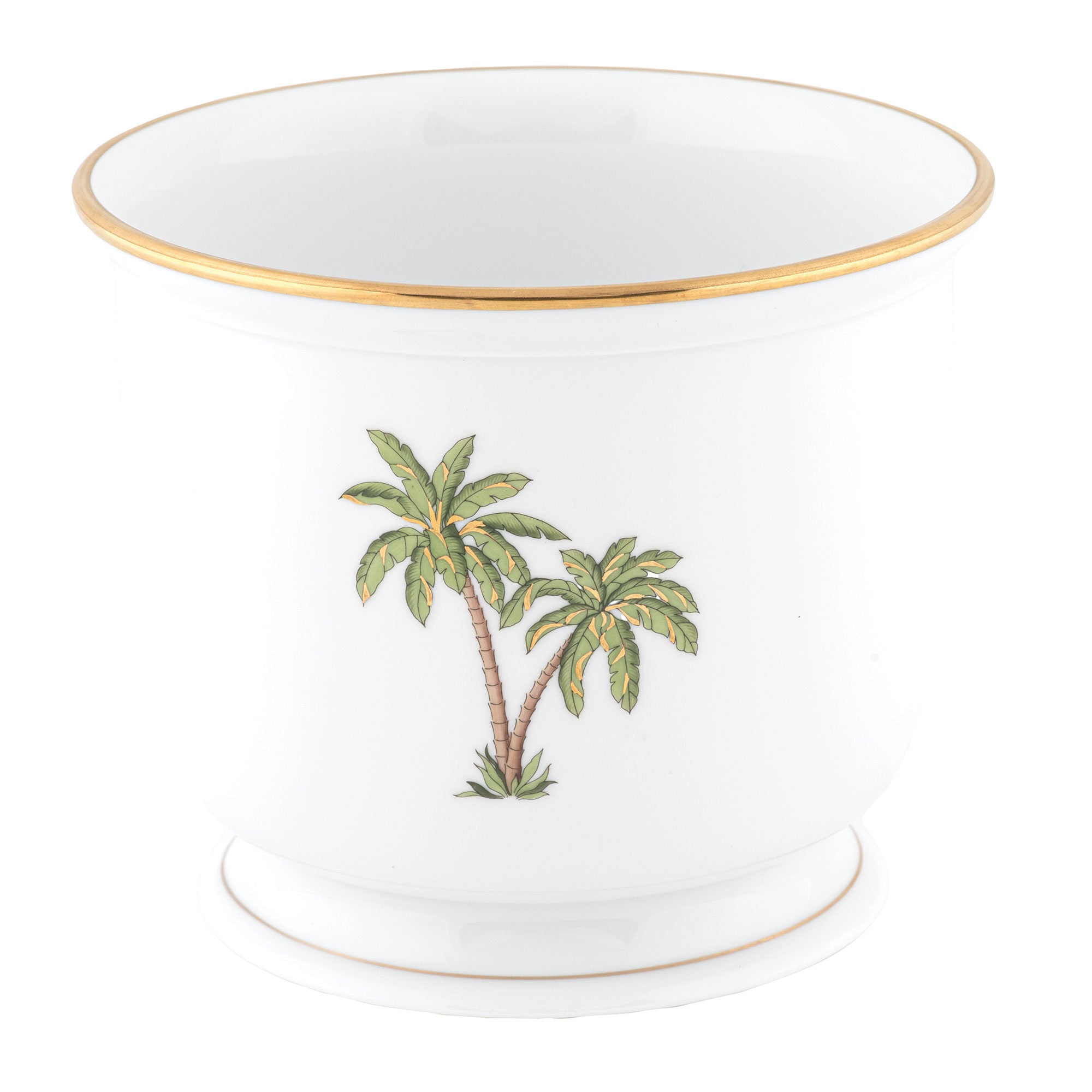 Hand-painted Herend Small Cachepot in fine porcelain, 5.75in H X 6.5in D, on a white background