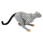 Herend Small Cheetah Figurine porcelain figurine painted in the Black fishnet pattern