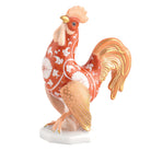 Hand-painted Herend Small Cocky Rooster Figurine in Chrysanthemum fishnet porcelain on a white background