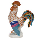 Small Cocky Rooster Figurine in hand-painted Rust porcelain by Herend of Hungary