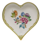 Hand-painted Herend Small Heart Tray Decorative Plate in fine porcelain, 4in L X 4in W, on a white background