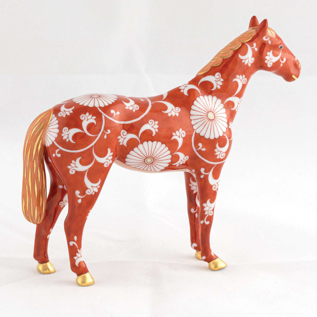 Herend Small Horse Figurine – Chrysanthemum, alternate view