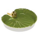 Hand-painted Herend Small Lily Pad Garnishment in fine porcelain, 3.5in L X 3in W, on a white background