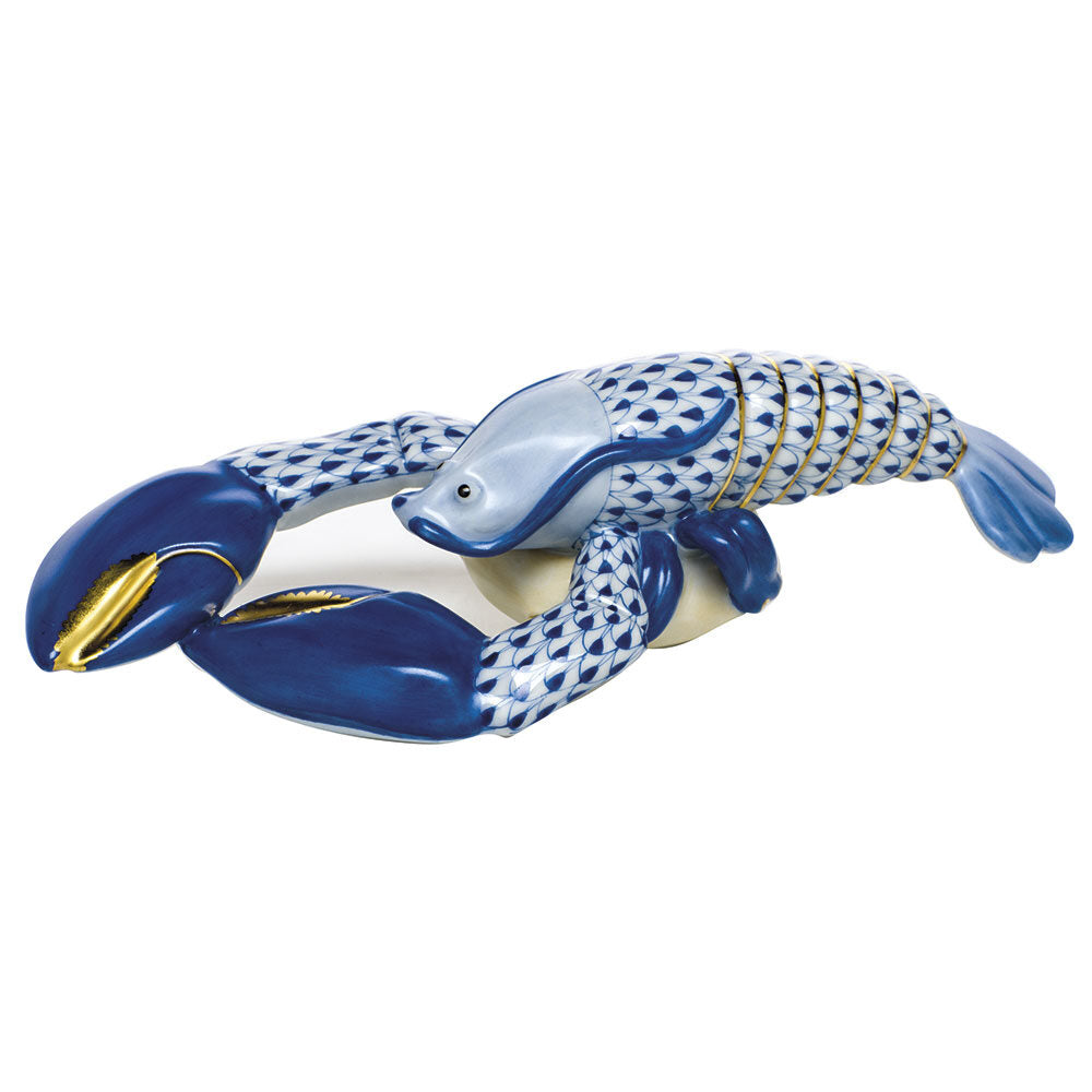 Small Lobster Figurine in hand-painted Sapphire porcelain by Herend of Hungary