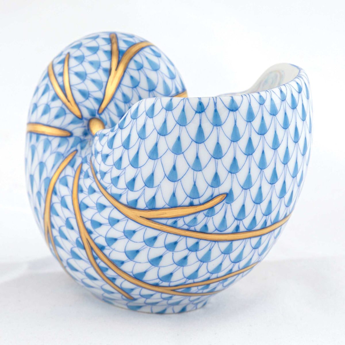 Herend Small Nautilus Figurine – Blue, alternate view