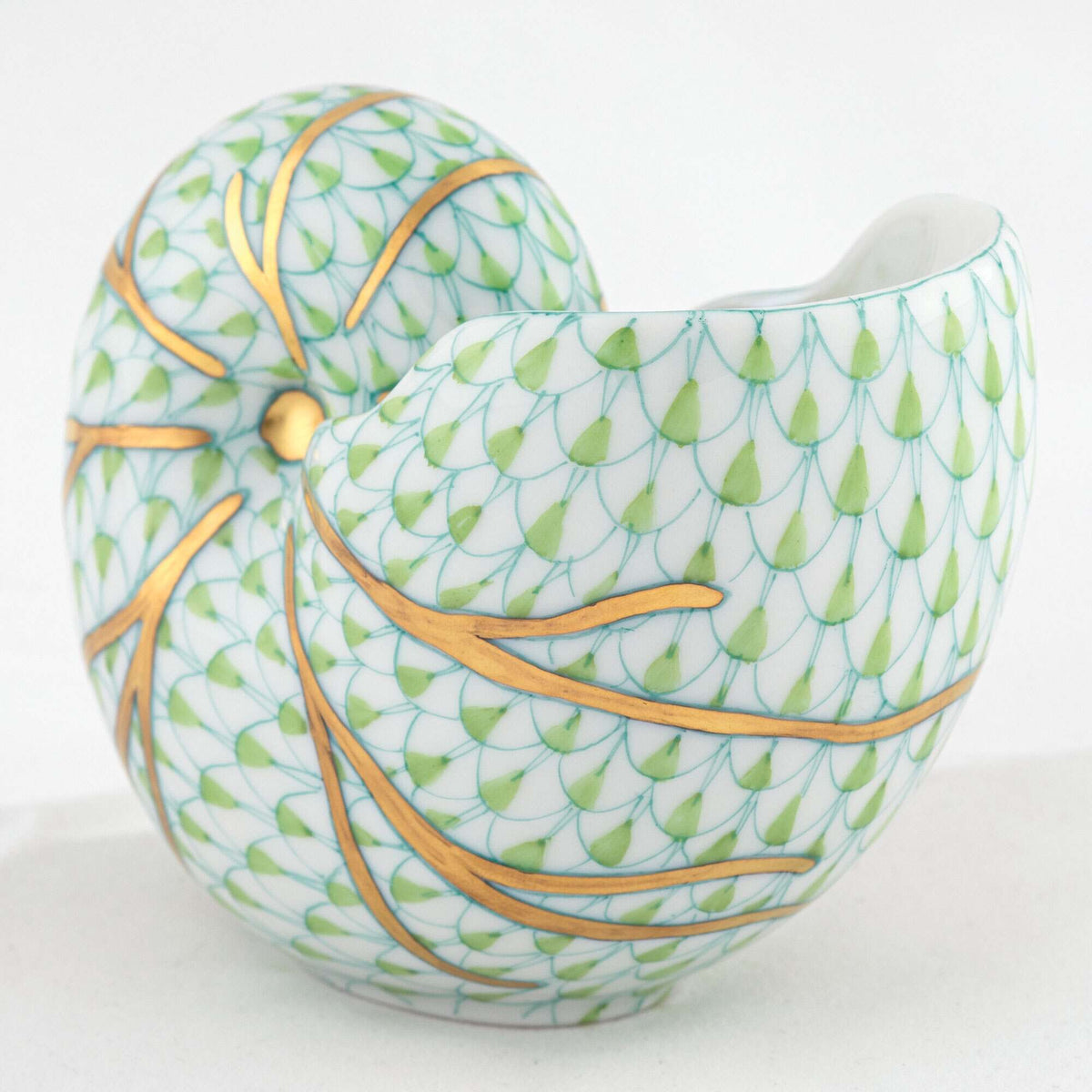 Herend Small Nautilus Figurine – Key Lime, alternate view