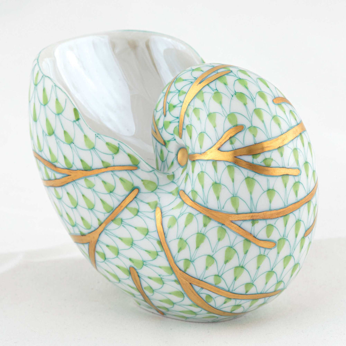 Herend Small Nautilus Figurine – Key Lime, alternate view
