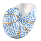 Hand-painted Herend Small Nautilus Figurine in Blue fishnet porcelain on a white background