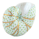 Hand-painted Herend Small Nautilus Figurine in Key Lime fishnet porcelain on a white background
