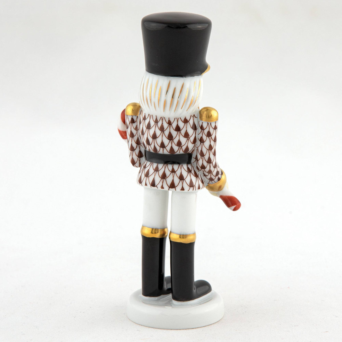 Herend Small Nutcracker W/Candy Cane Figurine – Chocolate, alternate view