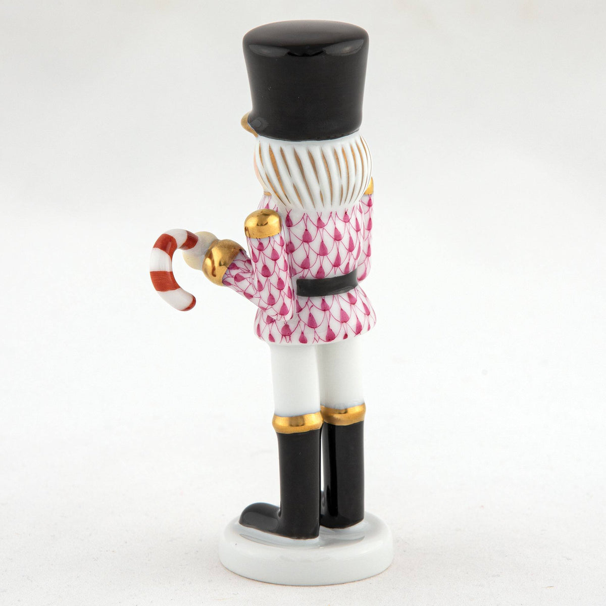 Herend Small Nutcracker W/Candy Cane Figurine – Raspberry, alternate view
