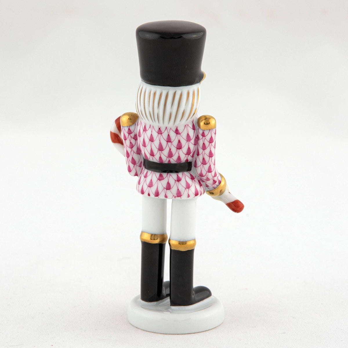 Herend Small Nutcracker W/Candy Cane Figurine – Raspberry, alternate view