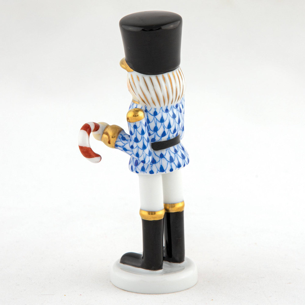 Herend Small Nutcracker W/Candy Cane Figurine – Sapphire, alternate view