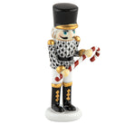 Black fishnet Small Nutcracker W/Candy Cane Figurine figurine, hand-painted Herend porcelain with 24k gold accents
