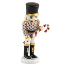 Herend Small Nutcracker W/Candy Cane Figurine porcelain figurine painted in the Chocolate fishnet pattern