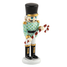 Key Lime fishnet Small Nutcracker W/Candy Cane Figurine figurine, hand-painted Herend porcelain with 24k gold accents