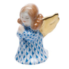 Small Praying Angel Figurine in hand-painted Blue porcelain by Herend of Hungary