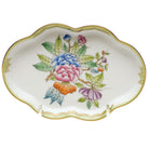 Hand-painted Herend Small Scalloped Tray Decorative Plate in fine porcelain, 5.5in L, on a white background