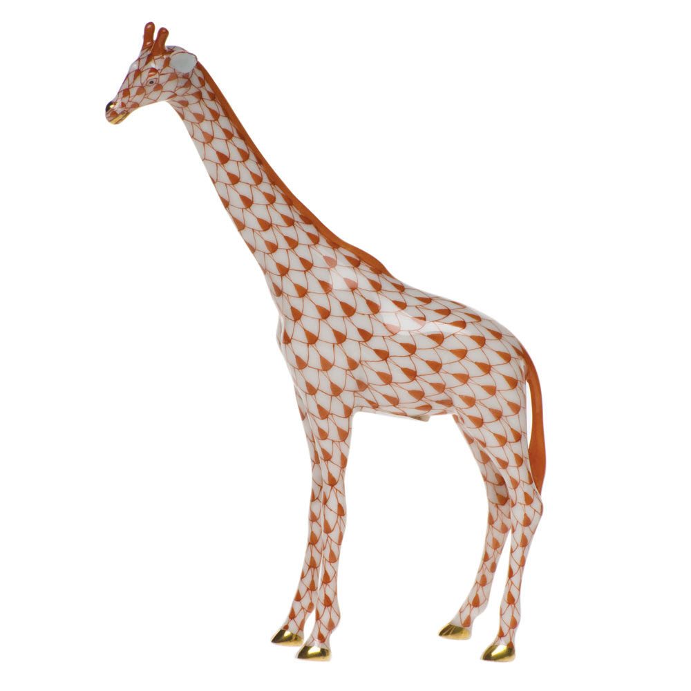 Hand-painted Herend Small Single Giraffe Figurine in fine porcelain, 5.25in H, on a white background
