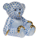 Herend Small Teddy Bear Figurine porcelain figurine painted in the Blue fishnet pattern