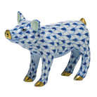 Sapphire fishnet Smiling Pig Figurine figurine, hand-painted Herend porcelain with 24k gold accents