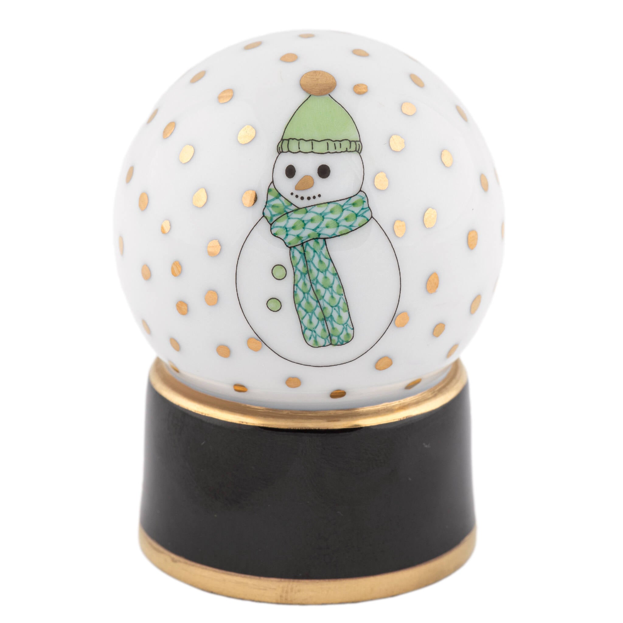 Snow Globe Figurine in hand-painted Key Lime porcelain by Herend of Hungary