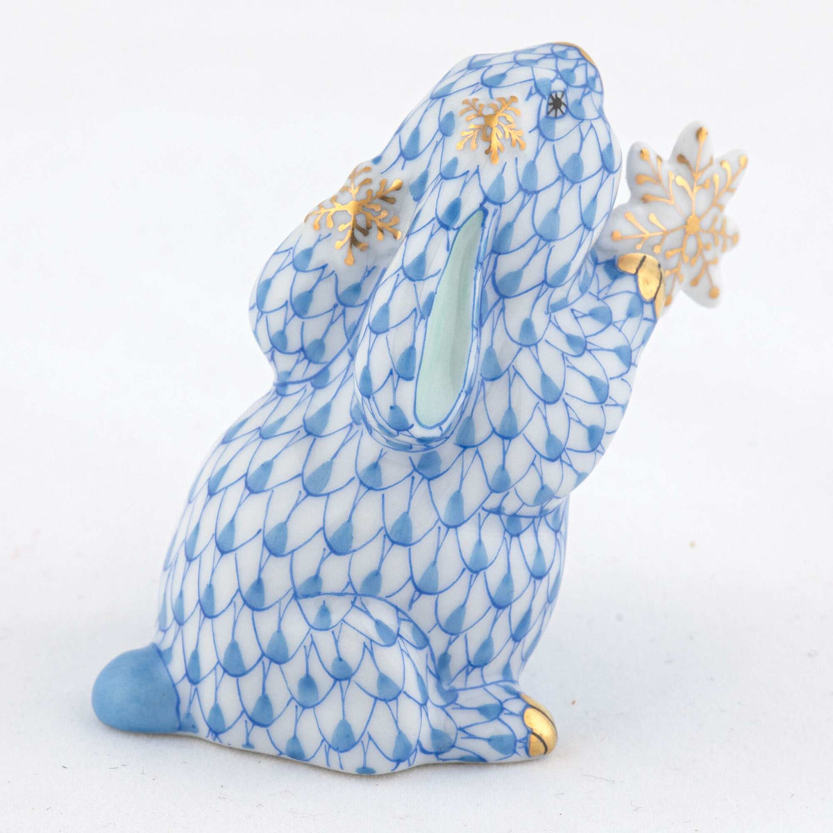 Herend Snowflake Bunny Figurine – Blue, alternate view