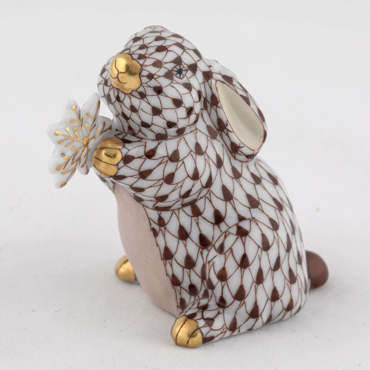 Herend Snowflake Bunny Figurine – Chocolate, alternate view