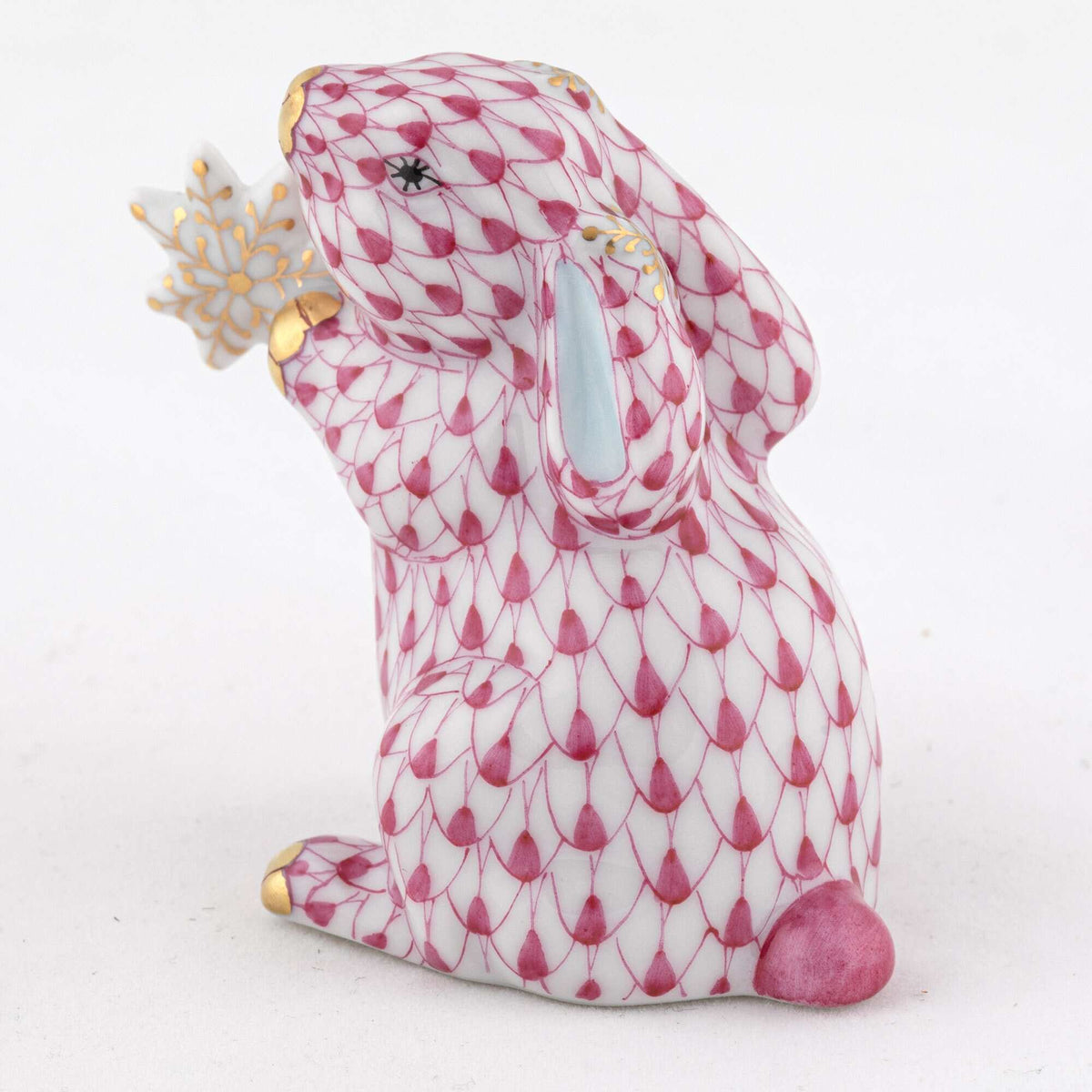 Herend Snowflake Bunny Figurine – Raspberry, alternate view