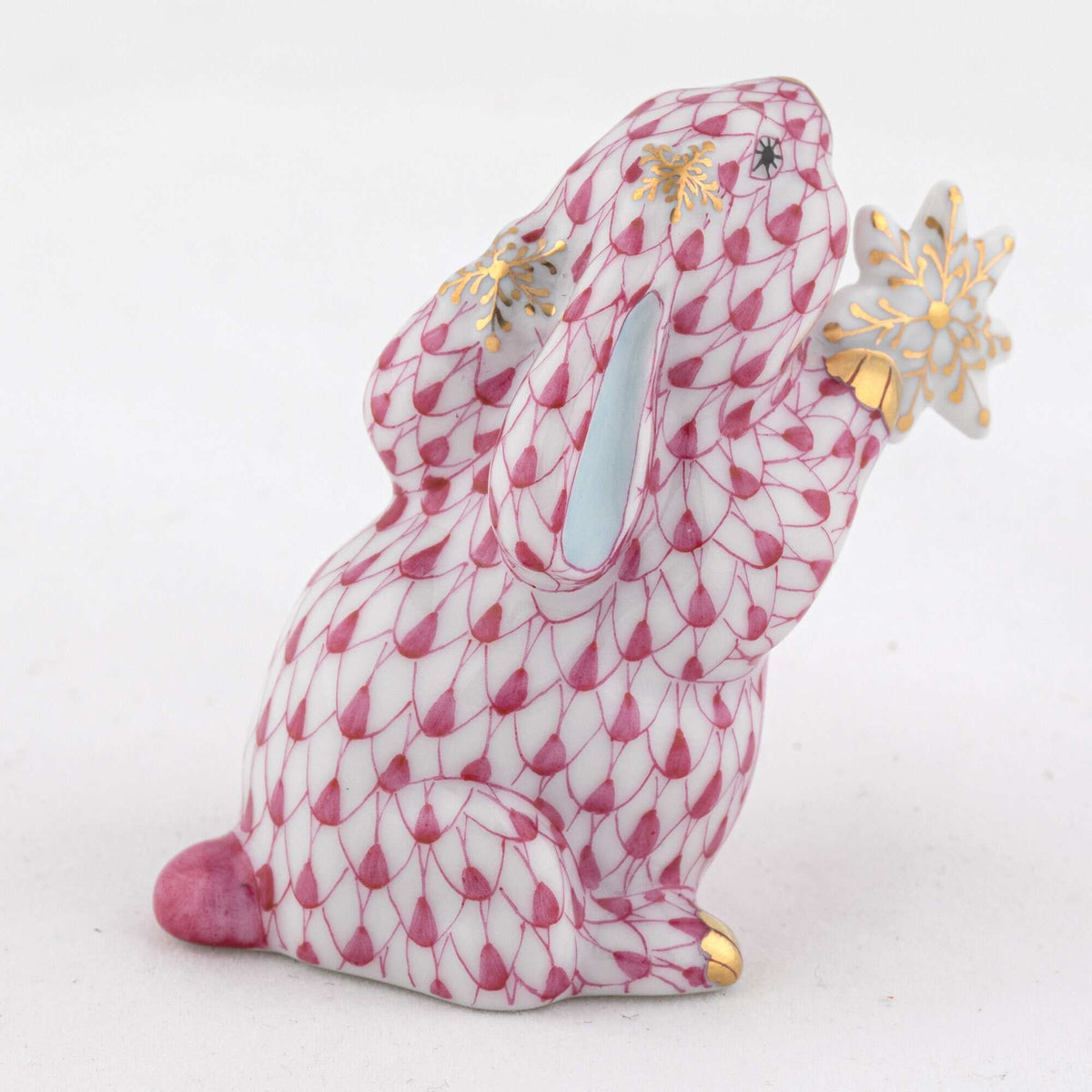 Herend Snowflake Bunny Figurine – Raspberry, alternate view