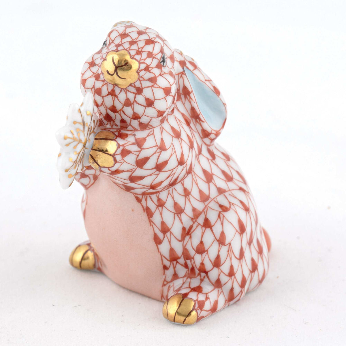 Herend Snowflake Bunny Figurine – Rust, alternate view